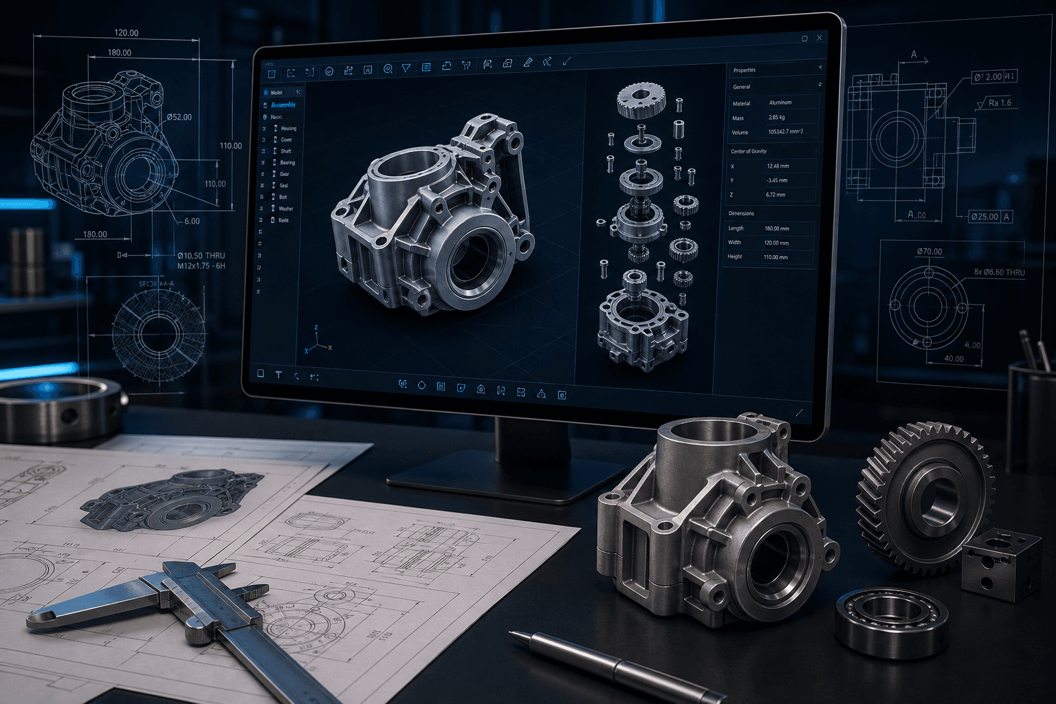 CAD ve Mekanik Tasarım mockup görseli
